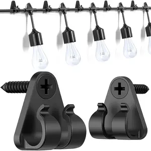 Hooks for Outdoor String Lights Clips, Christmas Light Clips Weatherproof, Lights Hanger Hooks for Hanging Christmas Light, Fairy Light, , Holiday Decor - Black, 50 Pack