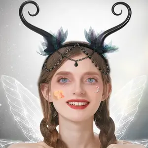 Women's 3-Piece Forest Theme Headband, Antenna-Form Tentacle Hair Accessory with Iridescent Beads and Vine Accents for Cosplay