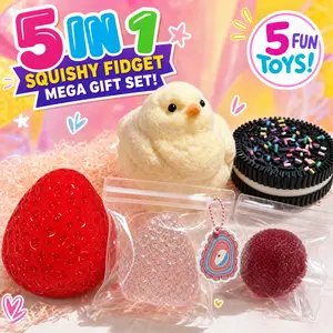 5-Piece Set Mystery Squishies, Malt Sugar Stress Relief Fidget Toys, Sensory Bundle, Creative Slow-Return Squishy, Party Gift, 5 Different Styles