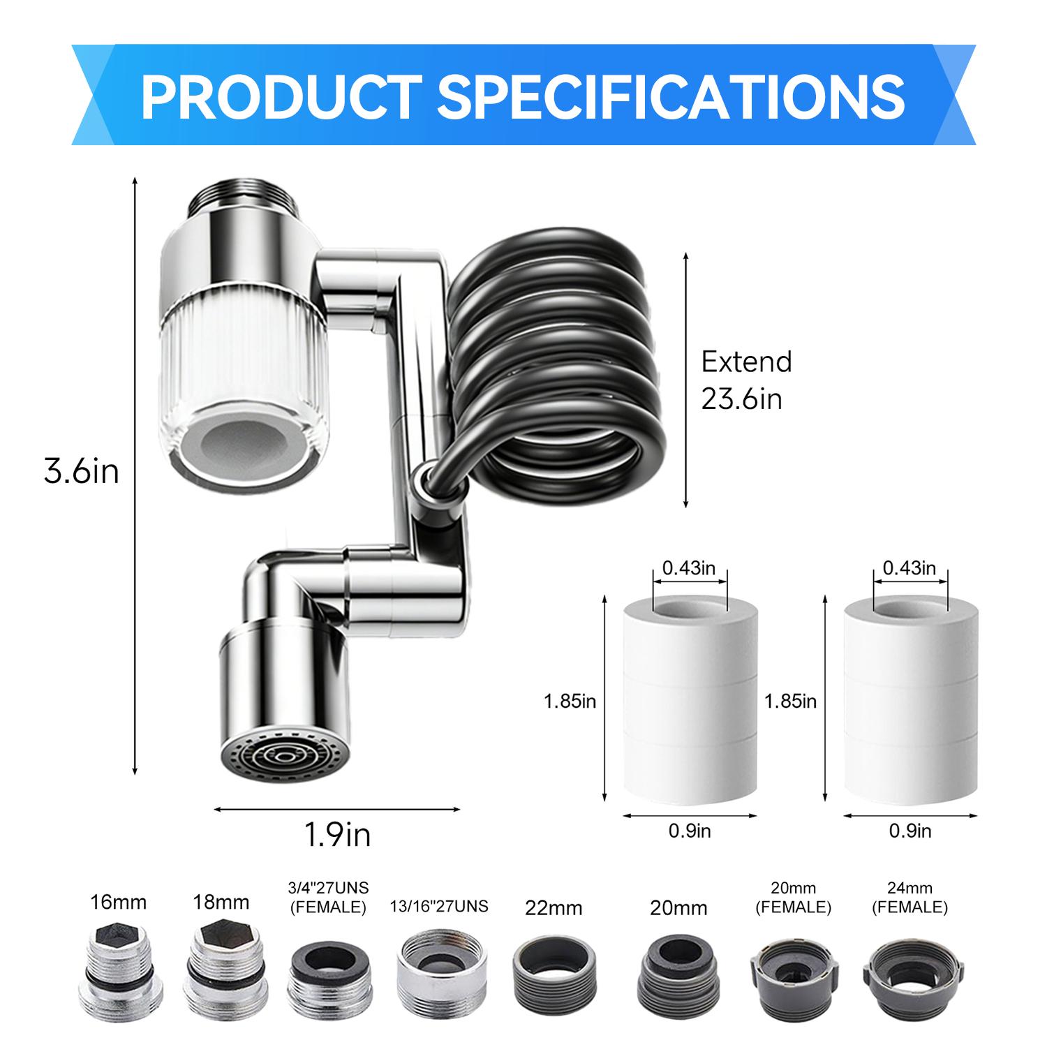 AQUPUVIR Pull-Down Faucet-Mount Water Filters - Swivel 1440° Sink Tap Filtration,Laminar Flow Faucet,ACF Reduce 99% Chlorine for Great Taste,400 Gallon Purifier Kitchen/Bathroom,High Pressure Spray