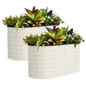 2 Pack Galvanized Raised Garden Beds - 4x2x2ft Planter Box for Vegetables, Flowers, Rust-Resistant Garden Box, Easy Assembly Raised Beds, Durable Planters for Outdoor Plants, Beige