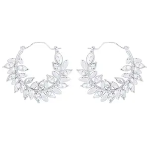 Hoop Earrings Women Fashion Retro Circle Party Oorbellen leaf Drop Earrings birthday Baroqu