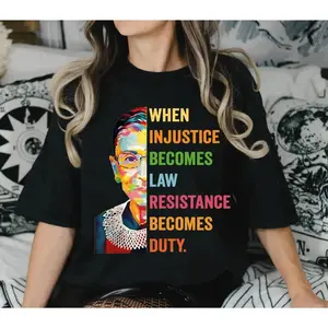 T - Shirt With WHEN INJUSTICE BECOMES LAW, RESISTANCE BECOMES DUTY Quote And Iconic Graphic, A Social - Justice Statement Tee, Perfect For Activists And Advocates Of Equality, Featuring A Powerful, Meaningful Desi T-Shirt For Men And Women