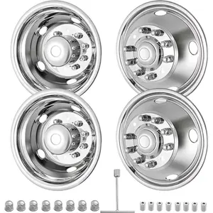 4PCS 19.5" 10 Lug Stainless Steel Wheel Simulators for 2005-2021 Ford F450/F550