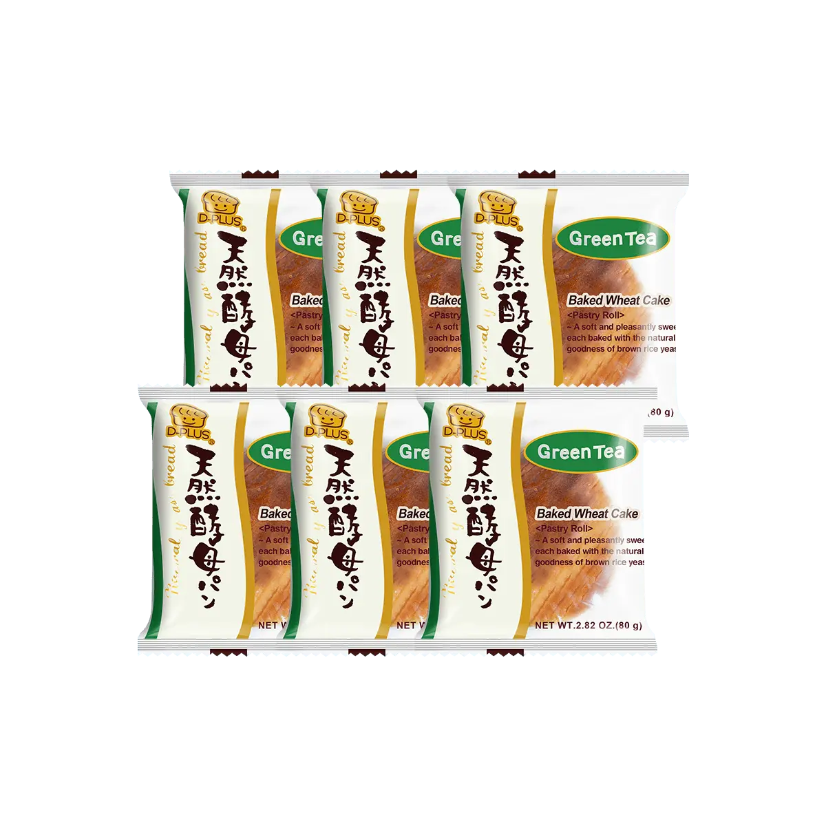 D-PLUS Green Tea Natural Yeast Bread - 6 Pieces, 2.82oz
