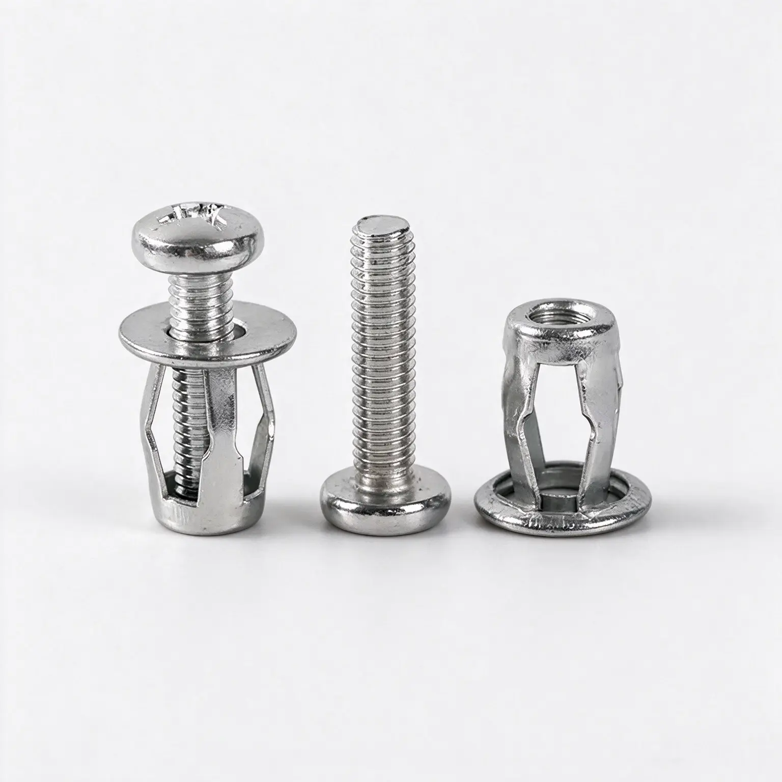 3-Piece Metal Fastener Set - Screw, Nut, Washer Hardware Components for Secure Assembly - Durable, Reliable Tools