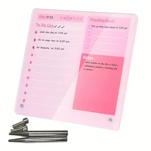 Acrylic Dry Erase Board Set, UV Printed High Definition Erasable Plan Board, Personal Schedule Reminder, Weekly Planner, Detachable Metal Feet, No Power Needed, Visual Schedule Board