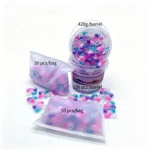 1 Barrel/420 g and 1 Bag/30 Pcs/50 Pcs Five-in-One Laundry Beads Laundry Capsules, Household Laundry Detergent Containing Softener, Long-Lasting Fragrance and Deep-Cleaning Function, Laundry Detergent Beads Suitable for Family Use or Travel