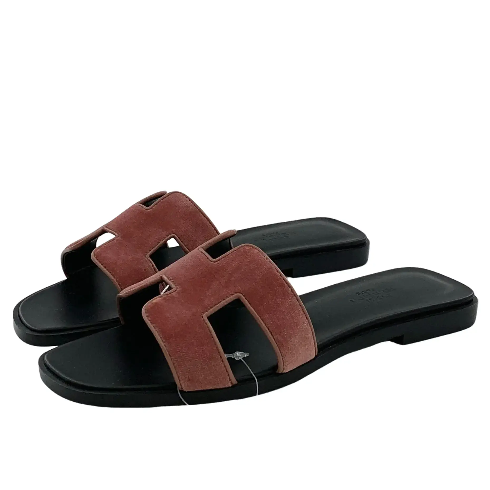 RDLT-Hermès Size 36 Oran Rose H Logo Flat One-Strap Sandals Full Set-J37155