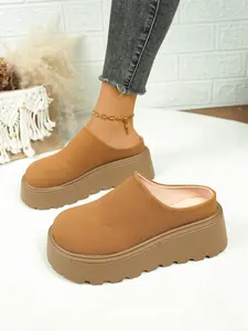 Women's Thick Sole Half Slipper New Style Chunky Heel Open Toe Casual Shoes Platform Mules, Comfortable Lightweight Design for Daily Wear Shoes Mules