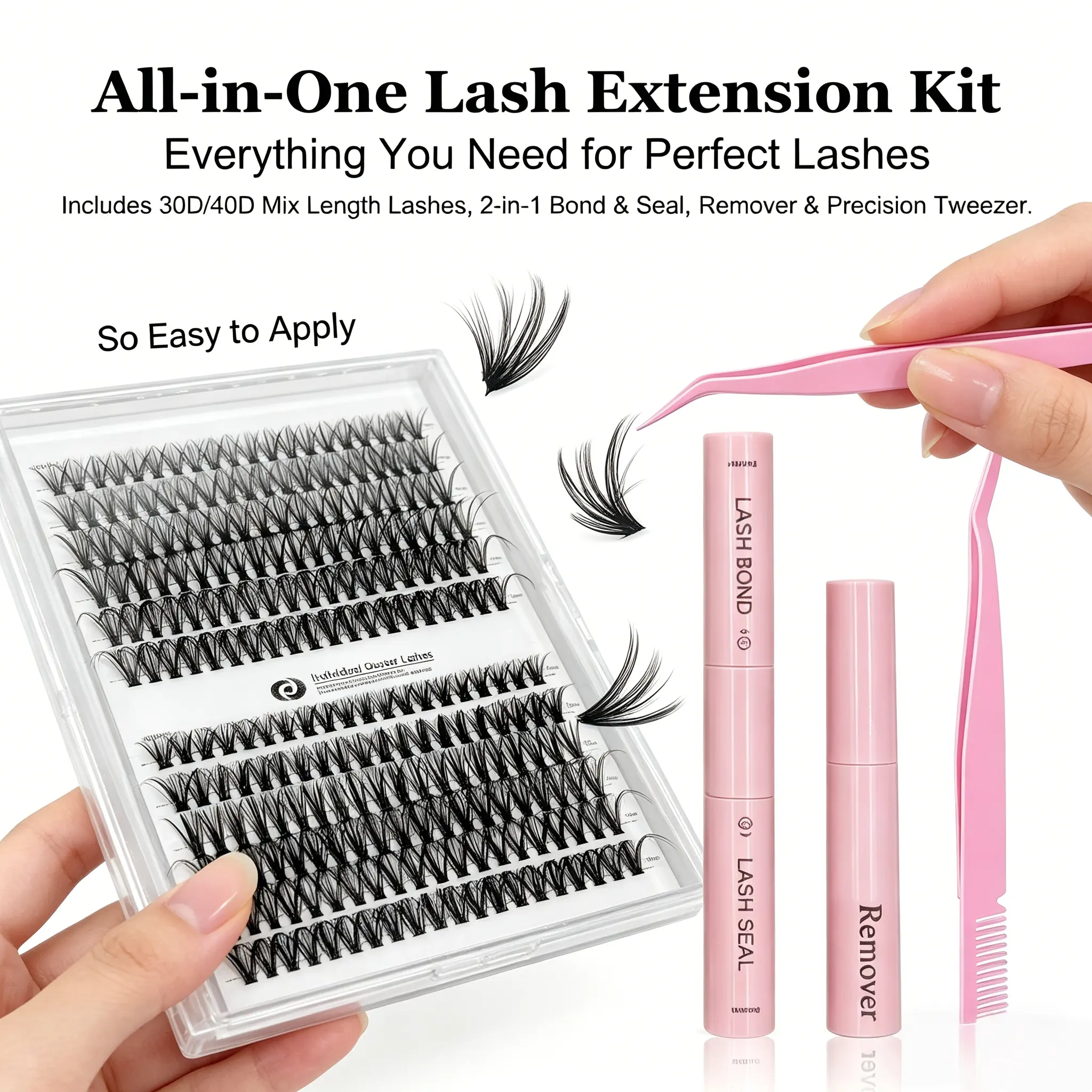 1 BOX 240PCS Eyelash cluster, natural single eyelash, thin eyelash grafting, 9-16mm, DIY eyelash grafting kit, eyelash and sealed waterproof eyelash curler, thick false eyelash set, cosmetics, beauty makeup