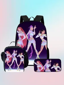 Kpop Lumi School Bag Set, Anime Cartoon Student Backpack, Lunch Box, Pencil Case, Three-Piece Set, Perfect for Students