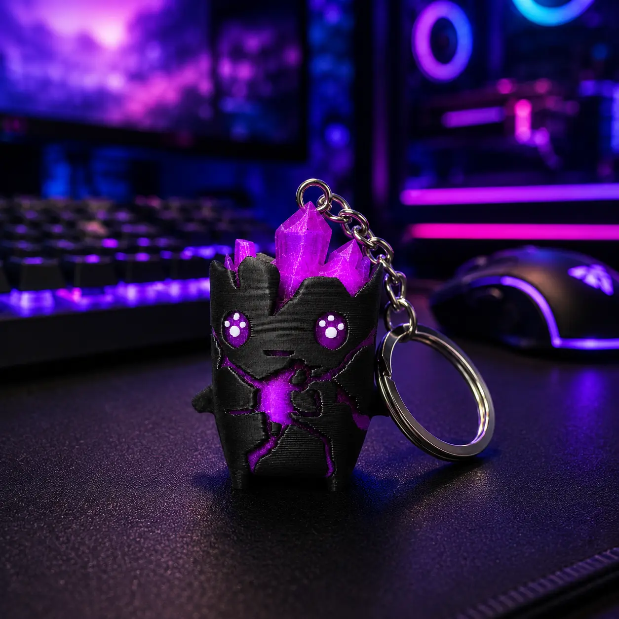 3D Printed Neon Mini Character Keychain - 2.4 in PLA Fashion Accessory for Bags, Backpacks