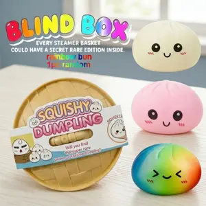 Dumpling Squishy Blind Box Fidget Toy Stress Relief Soft TPR Sensory Unboxing Surprise Random Style Gift for Adults Kids Easter Valentine Stress Relief Fidgeting