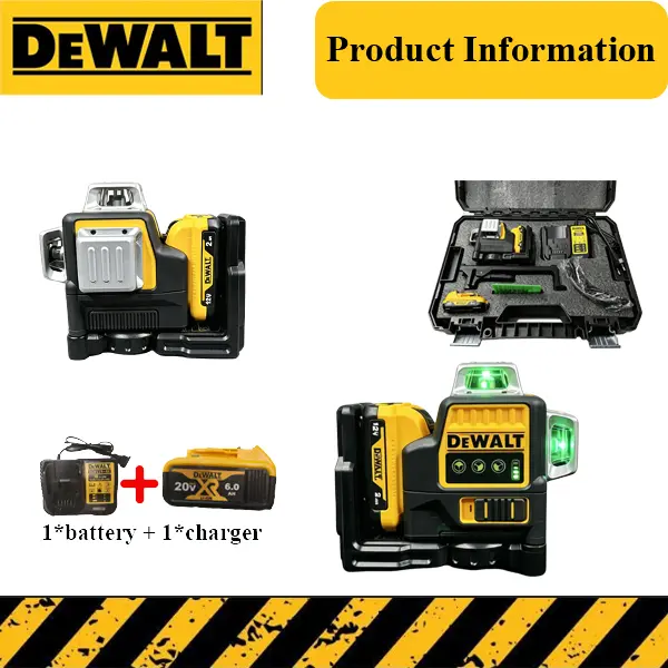 DEWALT 12V Green Beam Laser Level Kit, 12 Lines 360° Self-Leveling Cross Line Laser Measuring Tool With Rechargeable Battery, Charger, Laser Glasses & Wall Mount Bracket For Tile, Construction Layout high torque impact cordless brushless striker socket