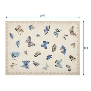 Area Rug, No Slip Washable, Modern Butterfly Pattern Area Rug, Low-Pile Design Rug, Under Bed Carpet, for Living Room Bedroom Dining Room