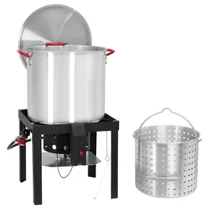 【GARVEE】100 Qt Seafood Boil Pot with 110,000 BTU Propane Stove & 10 PSI Regulator – Aluminum Crawfish Boiler for Outdoor Cooking, Crawfish & Seafood