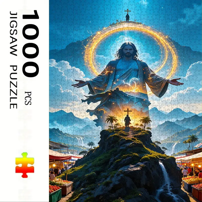 1000 Piece Jesus Theme Jigsaw Puzzle, Art Puzzles Gift, Large Adult Family Interactive Toy, DIY Home Decor Brain Challenge, Holiday Scene, Perfect Gift