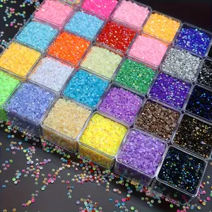30-Color 3mm Round 5D Resin Beads (27000 Pcs, No Box) - Shiny Flat Gel Diamonds for Nail Decorations, Handmade Keychains