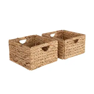 Natural Water Hyacinth Storage Basket Set (2-Pack)
