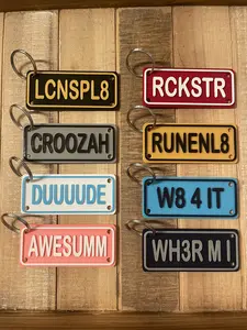 Customizable Mini License Plate Keychain, Bag Tag, Luggage Tag, Lunchbox Tag, or Zipper Pull - Choose your colors and name!