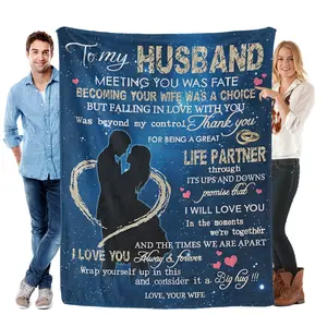 Best Husband Ever Blanket: Romantic Anniversary & Birthday Gift from Wife  | Cozy Flannel Throw with Love Message