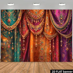Retro Bohemian Backdrop Paisley Floral Theme Tapestry Wall Hanging Photography Background for Wedding Celebration Festival Party Bedroom Decor Supplies