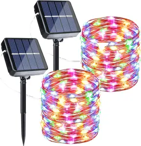 Joomer Solar Fairy Lights, 2-Pack Total 80FT 240LED Solar String Lights Outdoor Waterproof 8 Lighting Modes for Fence Party Garden Patio Yard Home Holiday Tree Outdoor Decoration (Multicolor)
