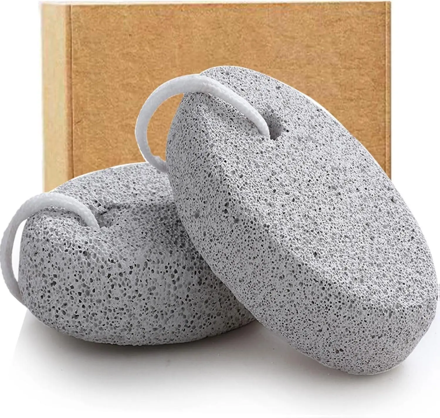 [New deal] - Natural Foot Pumice Stone for Feet, 2-Pack Lava Pedicure Tools Hard Skin Callus Remover for Feet and Hands - White&Red
