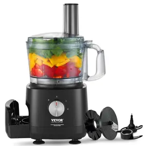 TikTokShopBlackFridayVEVOR Food Processor, 9-Cup Vegetable Chopper for Chopping, Slicing, Shredding, Puree, and Kneading, 600 Watts Stainless Steel Blade Professional Electric Food Chopper, Easy Assembly & Clean, Black