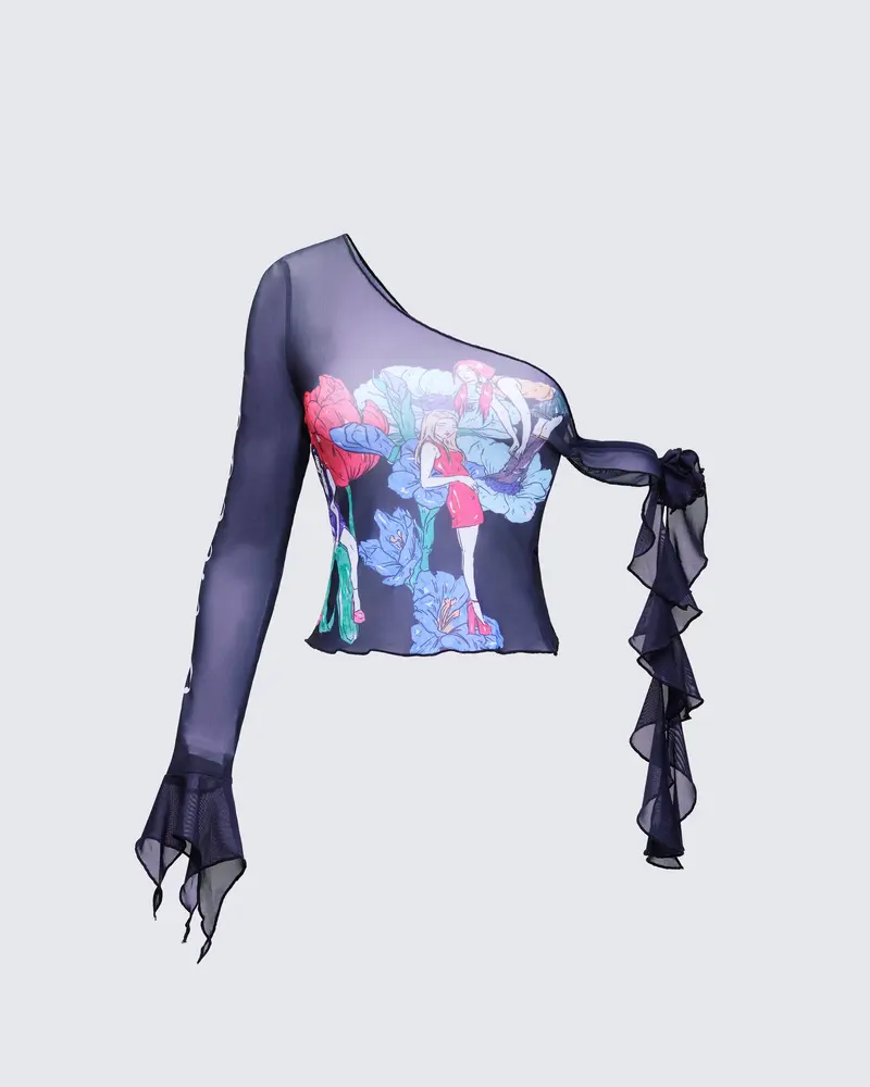 カットソー(長袖/七分) Asymmetric Cotton-blend Jersey Top navy f12db567fcf341acb2f6627b94d880