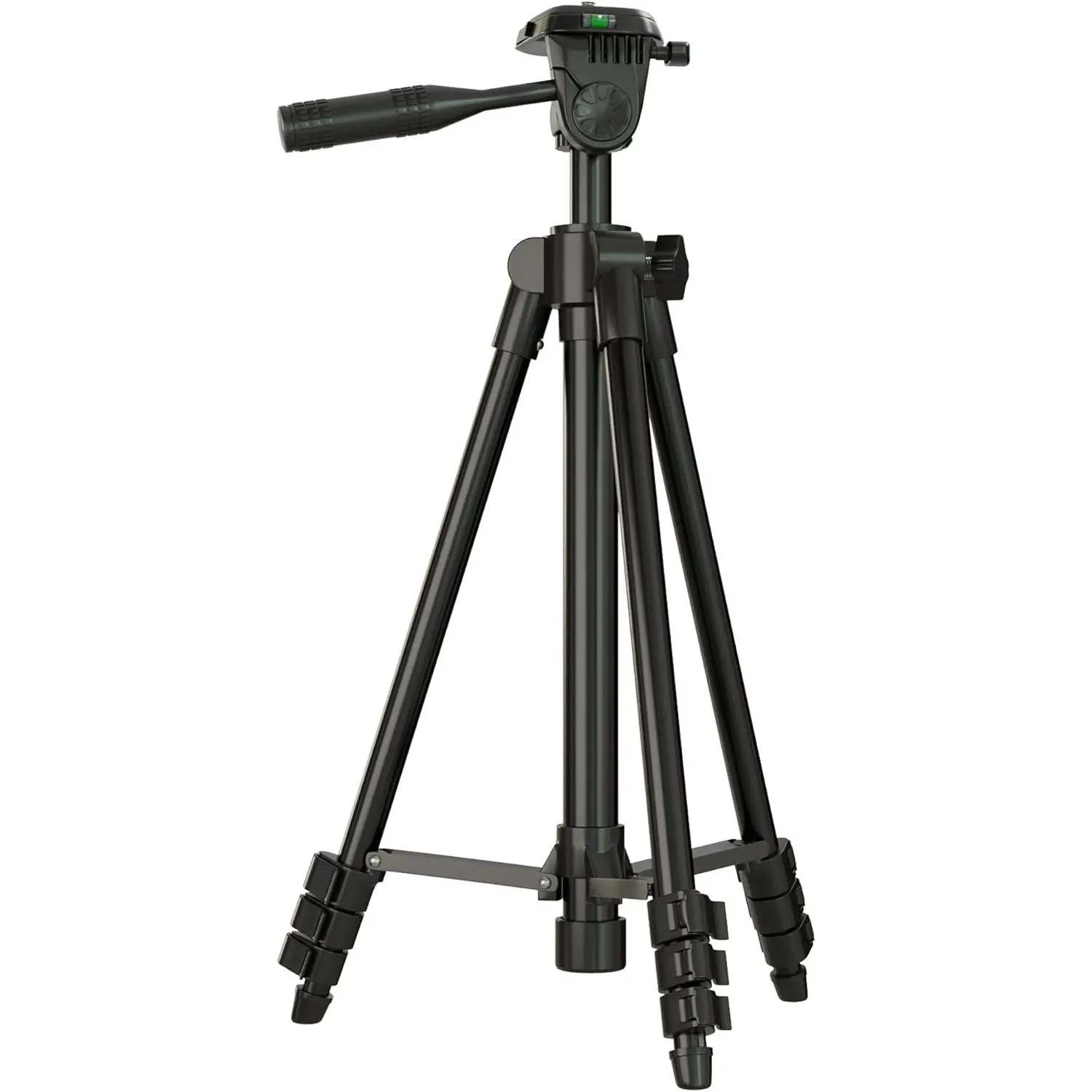51-Inch/130cm Durable Aluminum Laser Level Travel Tripod Phone Stand with 1/4" Screw Mount, Bubble Level, Rubber Pad, Matte Black Carry Bag for Rotary & Line Lasers Measuring Tools, Accessories