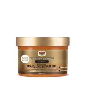AFRICAN PRIDE BLACK CASTOR MIRACLE BRAID, LOC & TWIST GEL, 8OZ