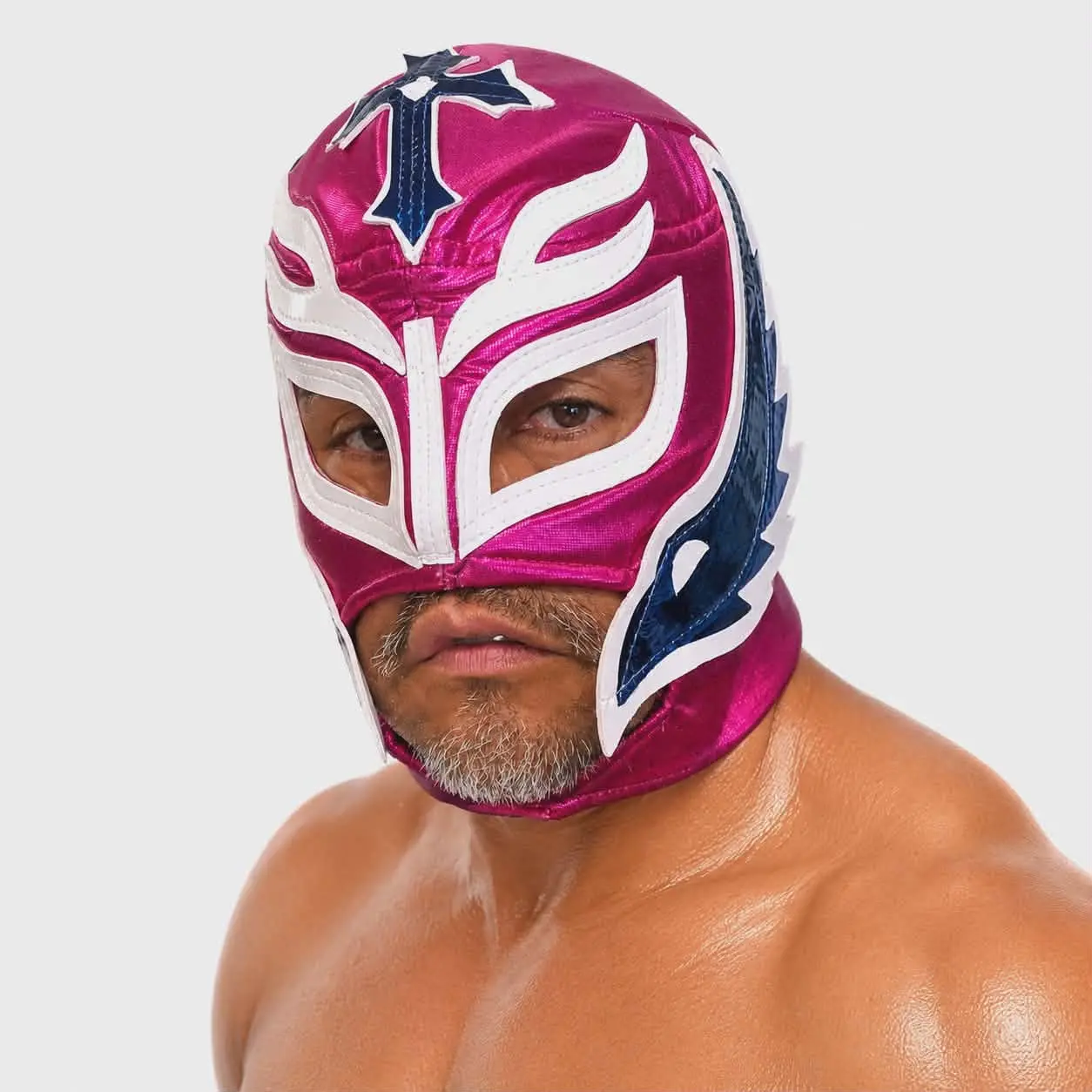 Rey Misterio Wrestling Mask - Adult-Size Pink Linen Face Covering, Comfortable Cosmo Play Fashion Accessory