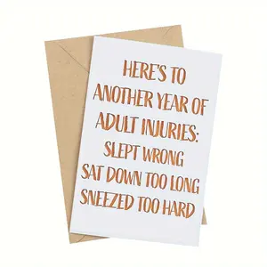Funny Adult Birthday Card with Envelope, 1 Count Humorous Injury Theme Greeting Card, Funny Dad Card, Birthday Gift for Men, Women, Husband, Brother, Sister