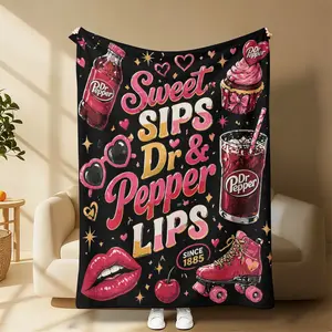 Countdown Sale! Viral Dr Pepper Sweet Sips & Lips Flannel Blanket | Cozy Y2K Throw for Dr Pepper Lovers Must-Have Viral Cozy Throw for Your Home Ultra Soft Cozy Throw for Soda Enthusiasts & Decor Lovers Perfect Gift for Dr Pepper Fans, Ultra Cozy & Cute t
