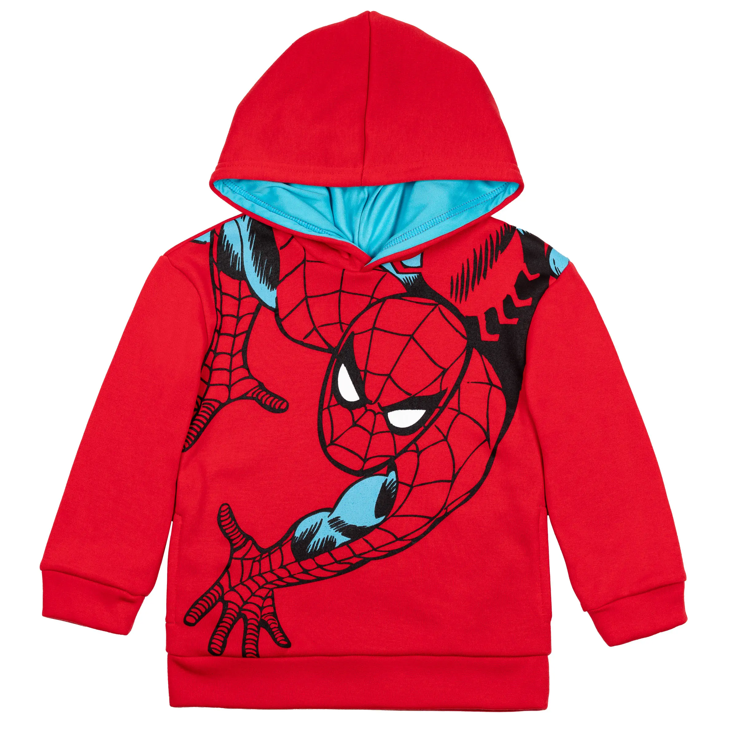 Marvel Boys' Fleece Hoodie, Superhero Character Print Pullover Neck Sweatshirt for Toddler to Big Kids with Side Pockets, Comic Art
