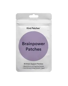 Kind Patches, Brainpower Patches, 30 Brain Support Patches: Mental Focus, Guta Kola and Ginkgo Extracts, Vegan