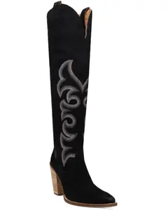 Dingo Women's Women'S Primadonna Suede Tall Western Boot Round Toe - Di2190-Blk
