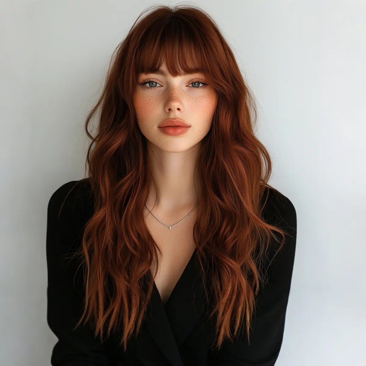 Smilco Glueless Synthetic Wig, 22-Inch Long Wavy Pre-Styled Hair for Women in Natural Reddish Brown for Parties & Cosplay, Pre Styled Wig, Synthetic Fiber Wig