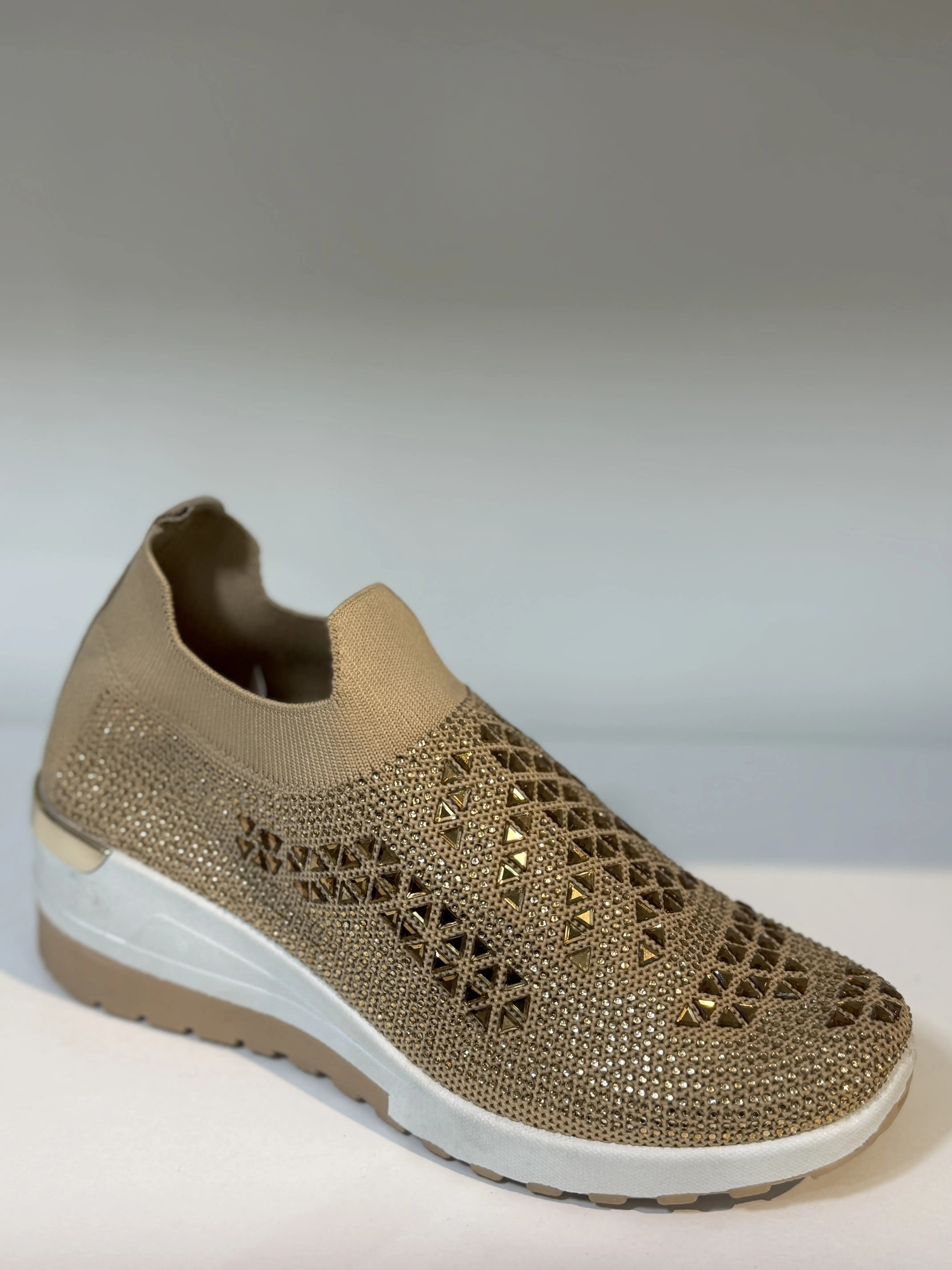 SPARKLY RHINESTONE SLIP ON Wedge SNEAKERS Women