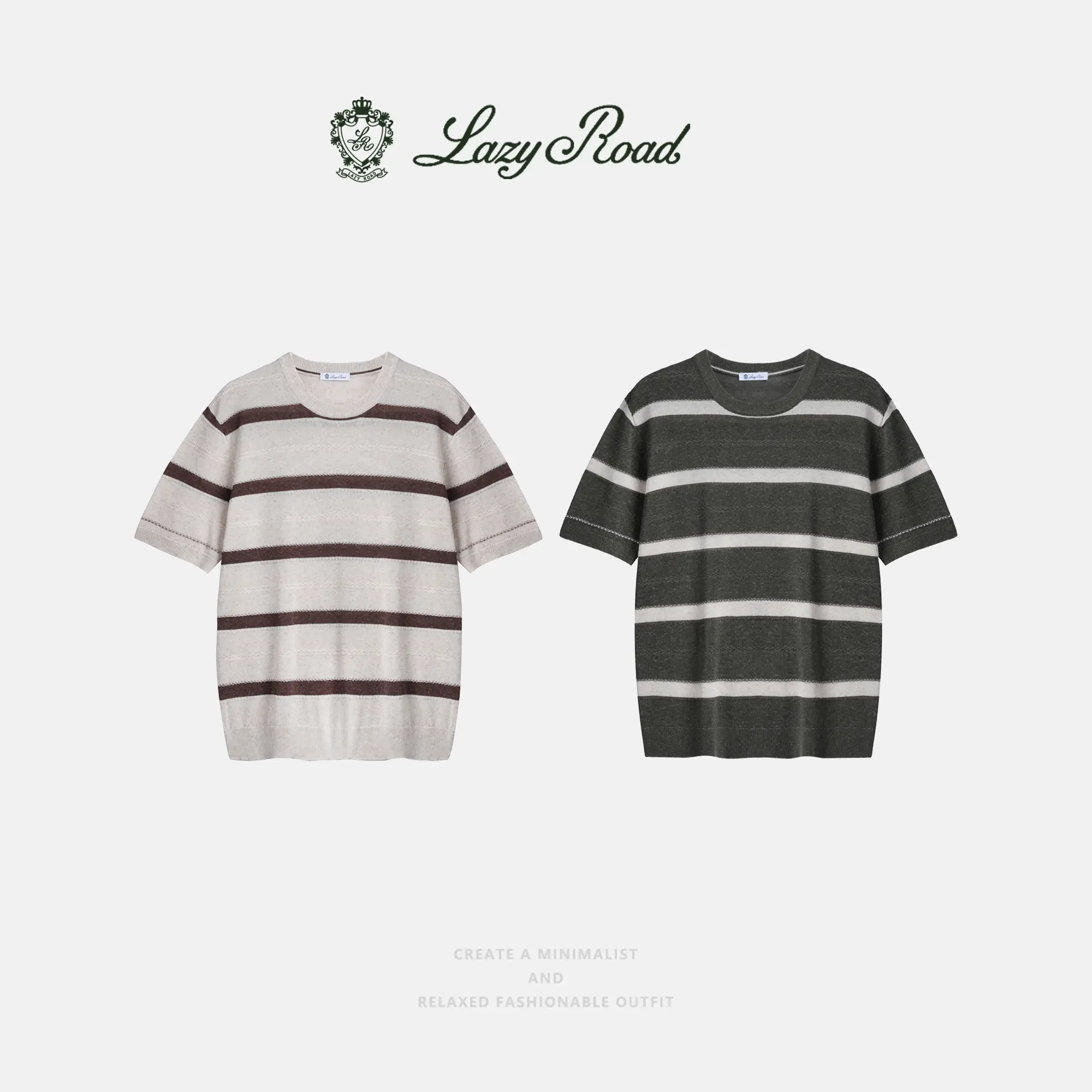 Men's Preppy Striped Knit T-Shirt - Old Money Retro Style, Breathable Tencel-Linen Blend Fabric, Short-Sleeve Office-to-Weekend Ready Smart Casual Tops with Ribbed Neckline & Drape Fit, Fine Knit Menswear, Tshirt, Round Neck, Draped