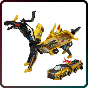 Collision Transforming Dinosaur Car Toy, 2 Magnetic Cars Convert into Dinosaur Toys,Dino Robot Toy, Boys Toys,Kids Toys, Party Birthday for Kids (Golden/Blue/Rainbow)
