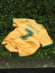Men's Brazil Brazilian Football Culture Brasil7 Vintage Short Sleeve Shirt, Colorblock Sports Fan Top, Comfortable Daily Wear, Summer Fashion, Special Edition Jersey