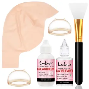 6-Piece Wig Glue Set, Hair Lace Glue, Thin Bald Head Cap, Lace Wig Cap, Breathable Non-Irritating, Free Cutting Adhesive, Strong Fixation, No Residue, Quick Dry