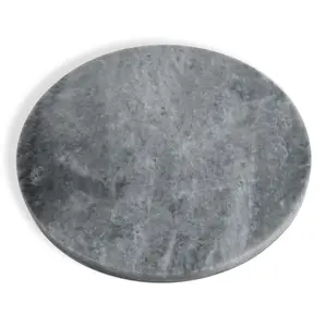 Koville Natural Marble Pastray Board for Kitchen, 11'' Round Hand Crafted Marble Slab for Cheese, Charcuterie, Pastry Board - Wedding Gift, House Warming Gift(Rhino Grey）