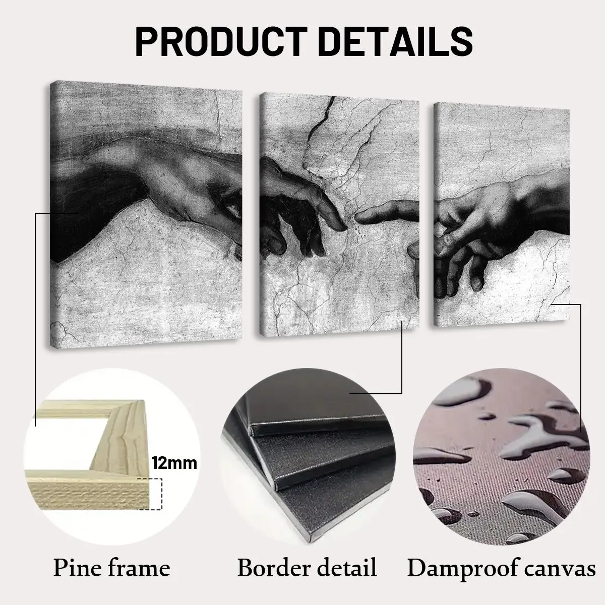 Wooden Framed Canvas Painting, 3 Counts/set Hand Pattern Wall Art, Modern Art Wall Decoration, Home Decoration Canvas Prints Poster, Solid Wooden Frame, Artistic, Universal Aesthetic Wooden Framed Canvas Painting, 3 Counts/set Hand Pattern Wall Art, Modern Art Wall Decoration, Home Decoration Canvas Prints Poster, Solid Wooden Frame, Artistic, Universal Aesthetic