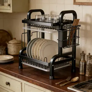 2-Tier Stainless Steel Dish Drying Rack | With Drainboard | No More Wet Counter | Space-Saving