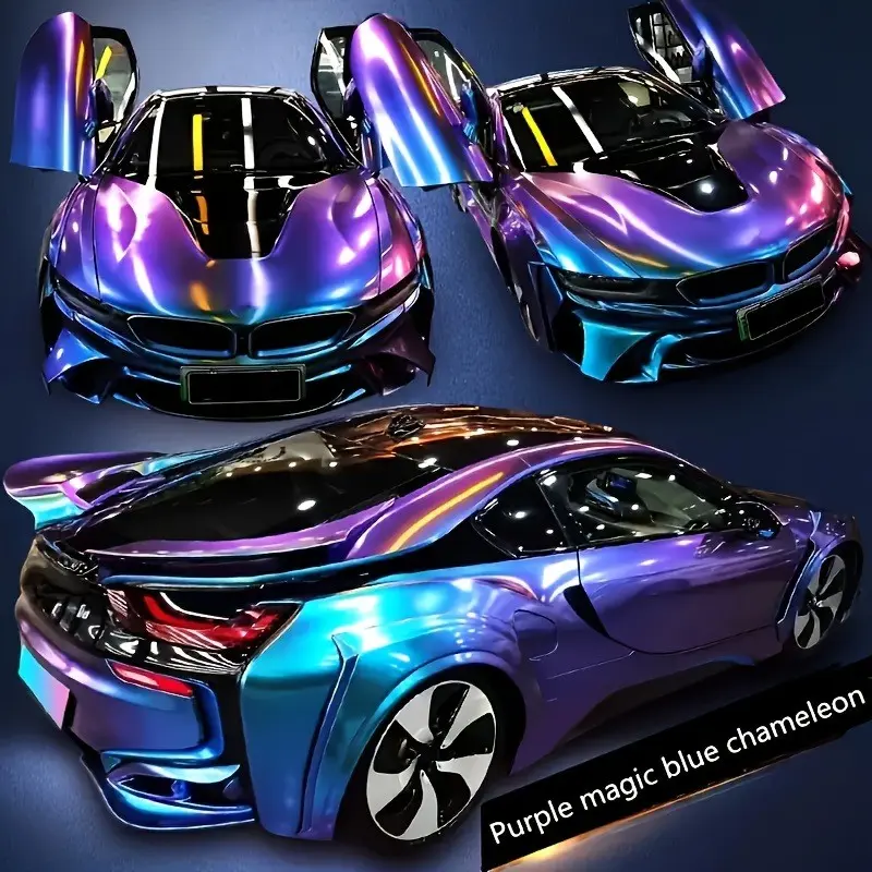 50cm X 300cm High-Gloss Diamond Chameleon Vinyl Car Sticker, Premium Pet Material, Bubble-Free Installation, Ideal for Cars and Motorcycles, Automotive Decals, Car Decals