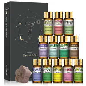 Essential Oils Variety Kit - Lemongrass, Geranium,Eucalyptus,Lavender,Citronella, Peppermint, sandalwood, clary sage,tea tree,Lemon,Rose,Bermagot Aromatherapy Young Living